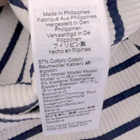 J. Crew Vintage Rib Split Neck T Shirt Stripe Sleeve Buttons Preppy Coastal NEW - Picture 13 of 14